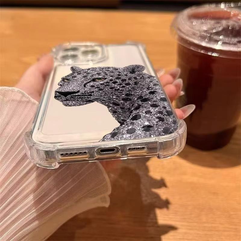 Phone Case For iPhone 17 16 15 14 13 12 11 Pro Max XR XS X 16 Plus 17 Air Leopard Pattern Transparent Shockproof Bumper Cover
