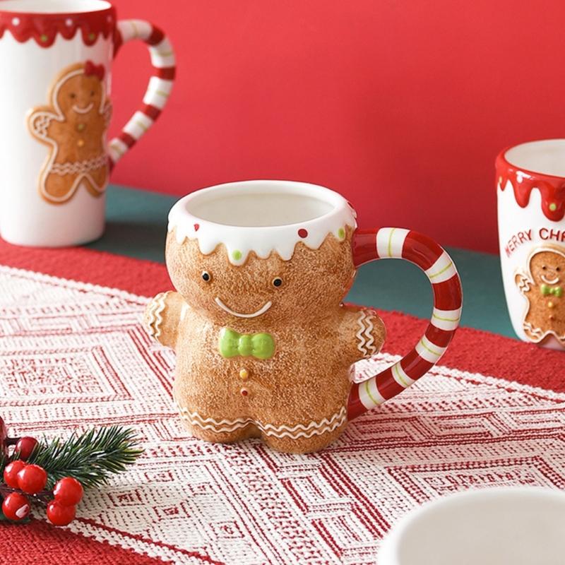 Holiday Coffee Cup with Smooth Exterior and Relief Pattern for Tea Service, Milk Sipping and Winter Table Display