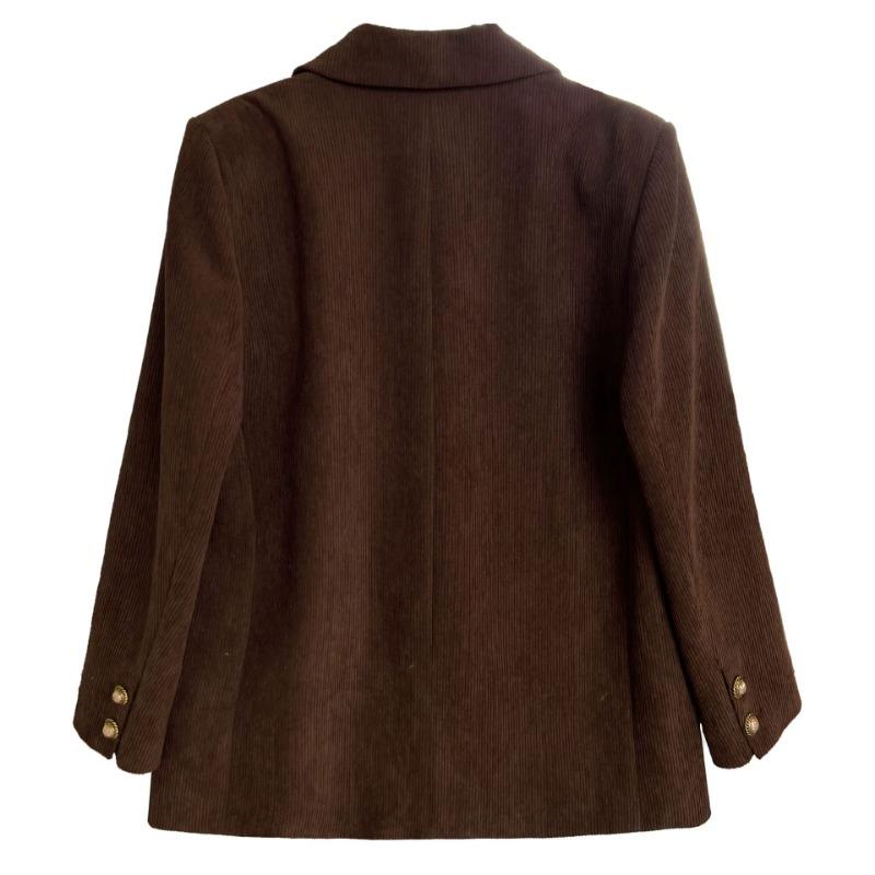 Женский однобортный пиджак из вельвета карамельно-коричневого цвета, модный пиджак свободного кроя в европейском стиле, однотонный цвет