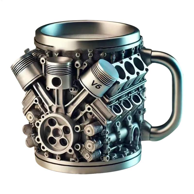 Кружка для кофе из нержавеющей стали с двигателями V8, креативная кружка для воды из смолы, забавная кружка для вина с двигателями V6, кофейная кружка, контейнер для воды, аксессуары