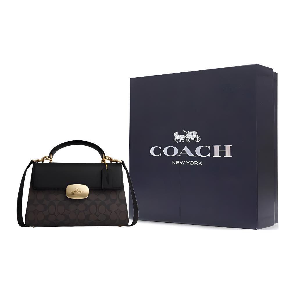 New COACH Eliza Artificial Leather Handbag Crossbody Bag Large Size Women's Black CW012-IMXAQ