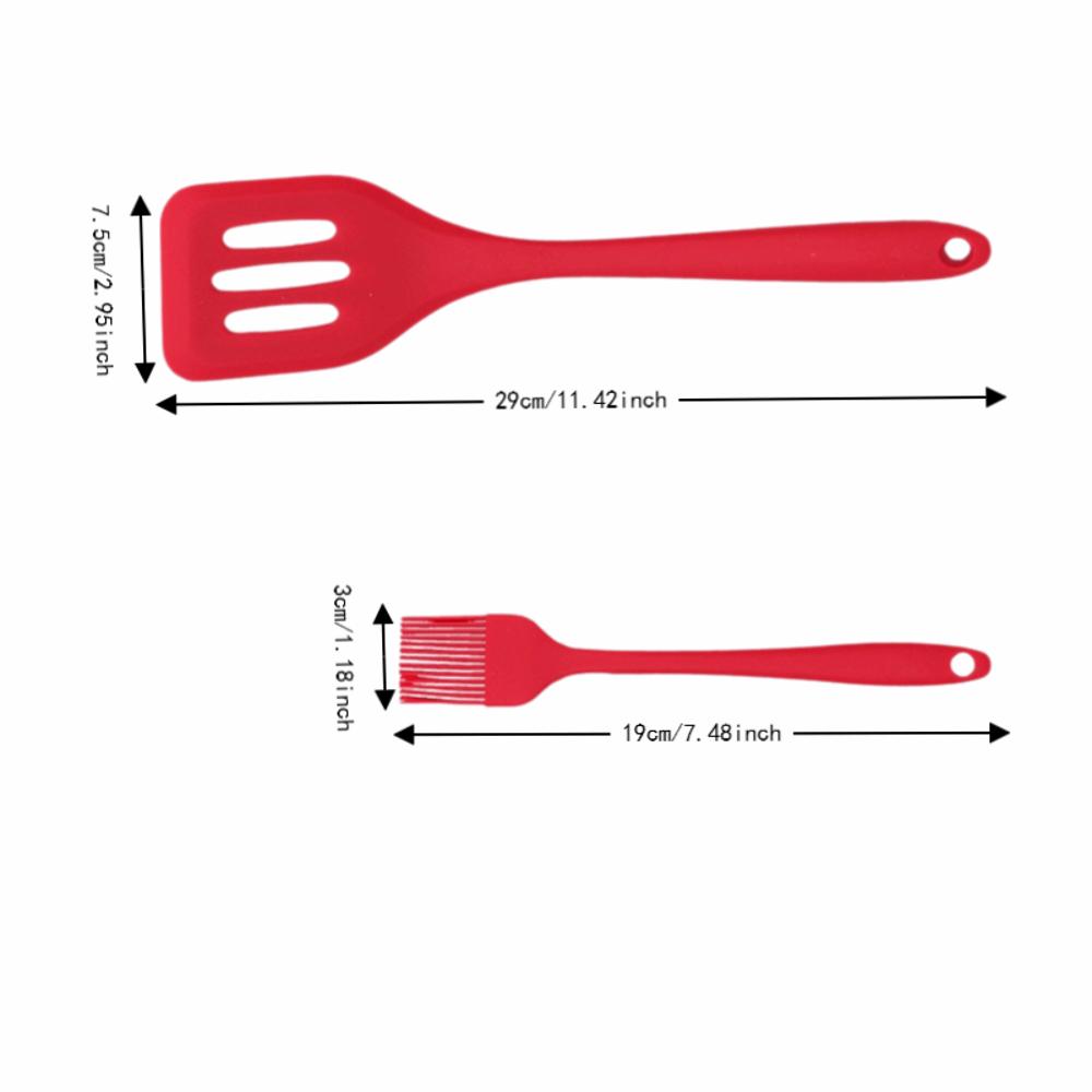 Red Green Kitchen Utensil Set Silicone Cooking Utensil Set Practical Baking Tool Set Home Bakery