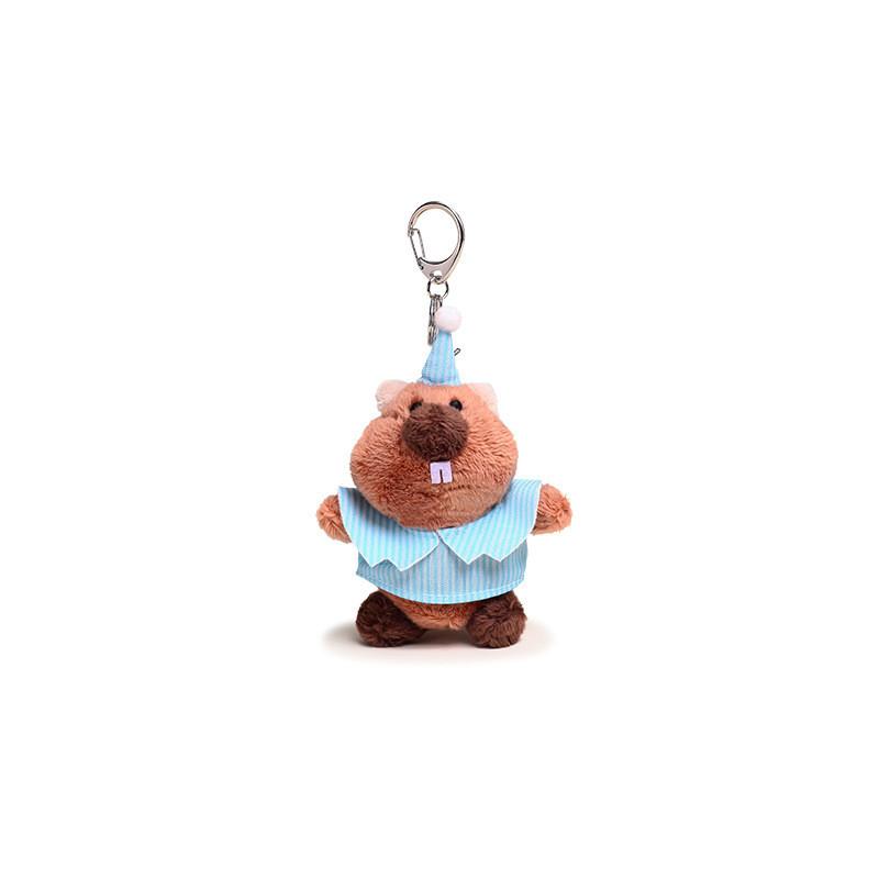 Clothes Wearing Groundhog Hats Cartoon Plush Keychain Daily Use Pendant Gifts
