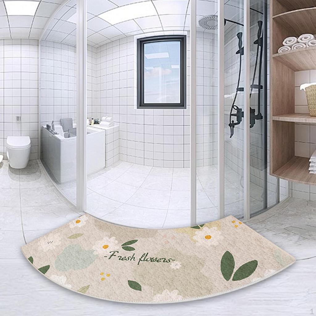 Curved Bath Mat Rug Water Absorbent Foot Soft Bathroom Anti Slip Shower for