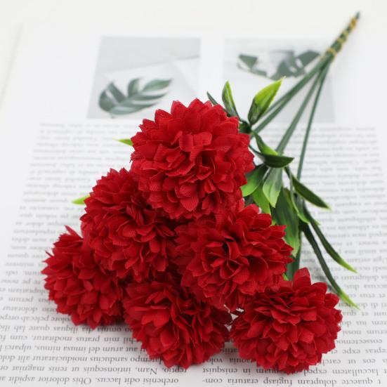 6 Pcs Artificial Hydrangea Flower Faux Chrysanthemum Ball Flower Fake Long Stem Hydrangea Bridal Bouquet for Home Office Wedding Decor