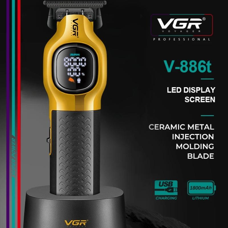 VGR Зарядная база для машинки для стрижки V-886T 8000 об/мин Триммер Профессиональная машинка для стрижки волос для мужчин с интеллектуальным цифровым LED-дисплеем