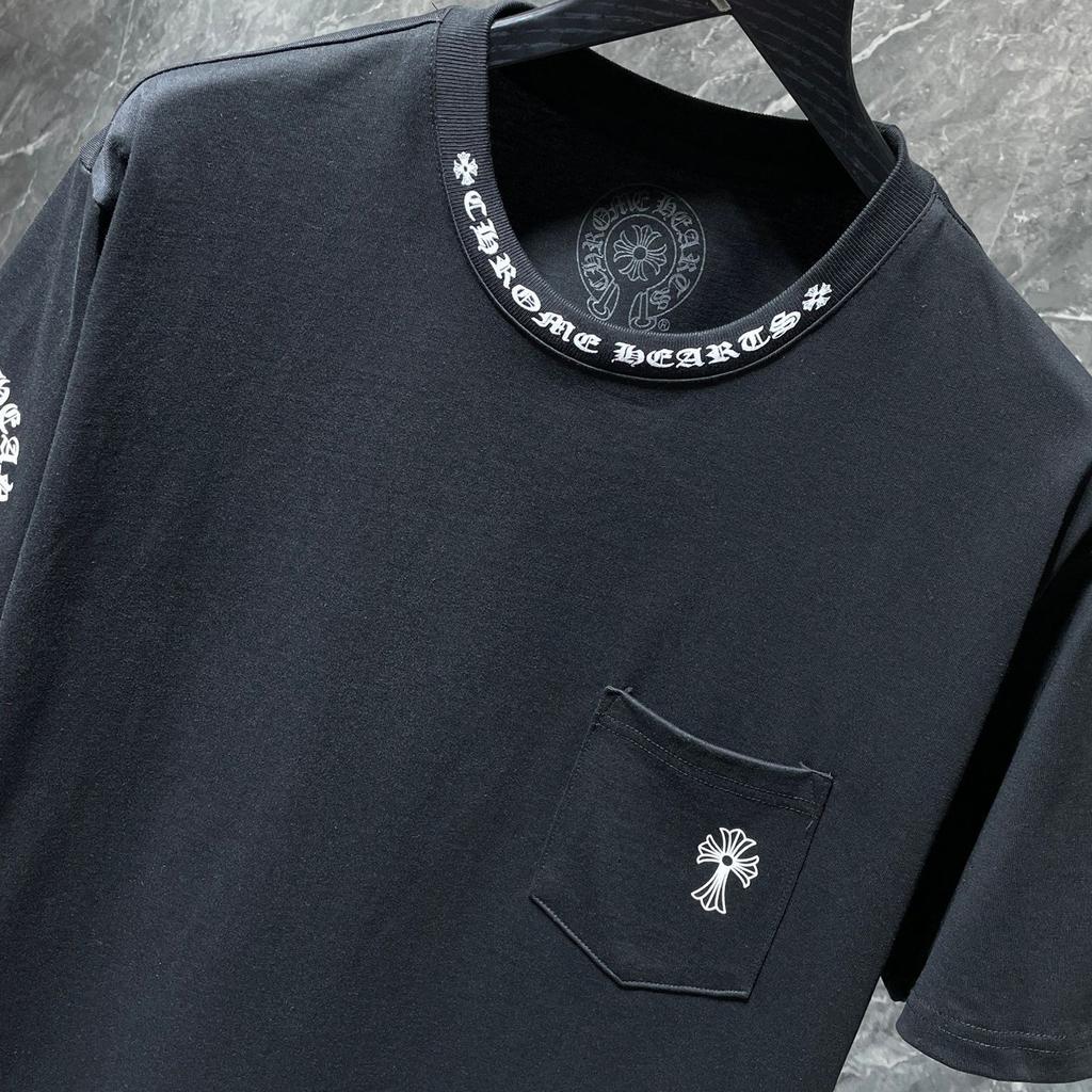 8010 CHROME HEARTS Лето 2026 Новая Высококачественная Хлопковая Круглый Вырез Свободная Большого Размера Мужская и Женская Футболка Футболка для Пары