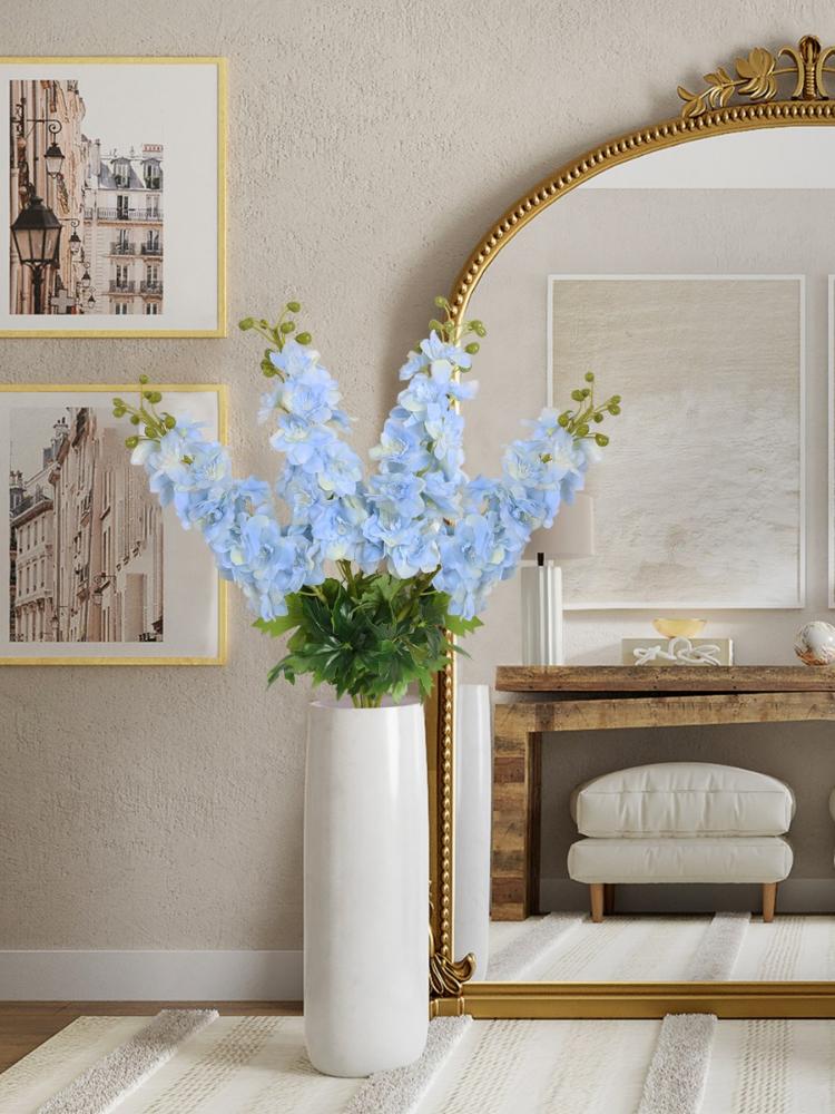 4 шт. шелковые цветы дельфиниума искусственные цветы 80 см длинный стебель живокость латекс настоящее прикосновение для высоких ваз столов домашний свадебный сад декор