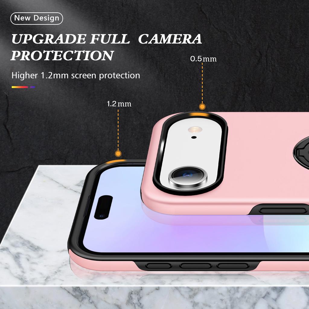 For iPhone 17 Air Case PC+TPU Phone Cover with Rotatable Ring Holder
