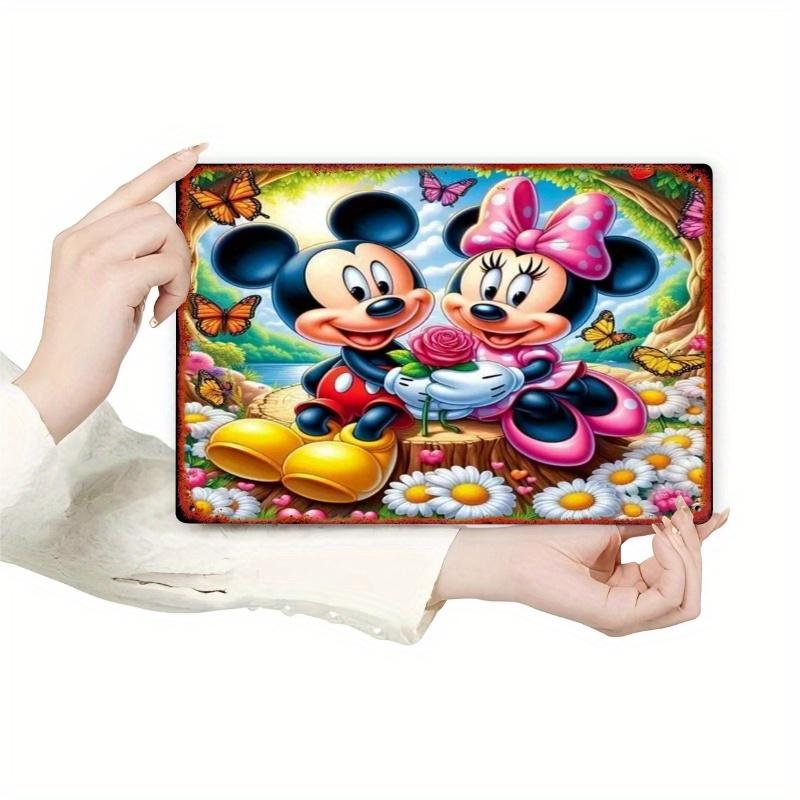 Металлическое настенное панно 8x12 дюймов Disney Микки и Минни Маус Романтический сад – Яркая железная декоративная табличка для спальни, кафе, школы