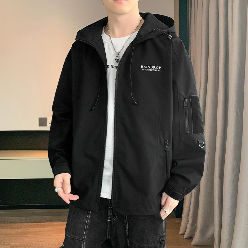 Куртка с капюшоном, мужская, весенне-осенняя, свободная, универсальная, ветрозащитная, куртка для активного отдыха, повседневная, студенческая, куртка-карго