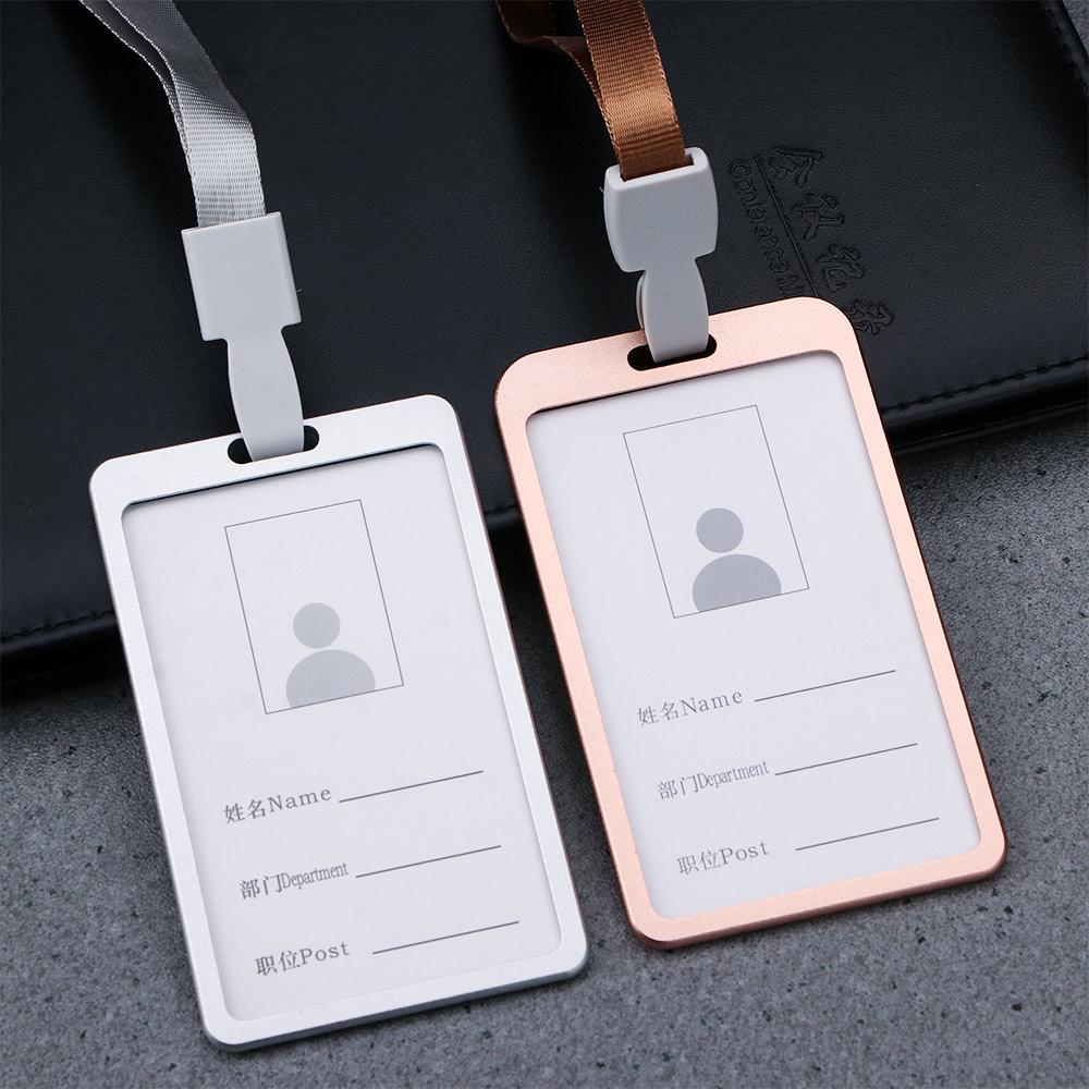 Zinc Zinc Alloy Security Identity Business Certificate Cover Work Badge ID Card Holder Pass Tag with Lanyard