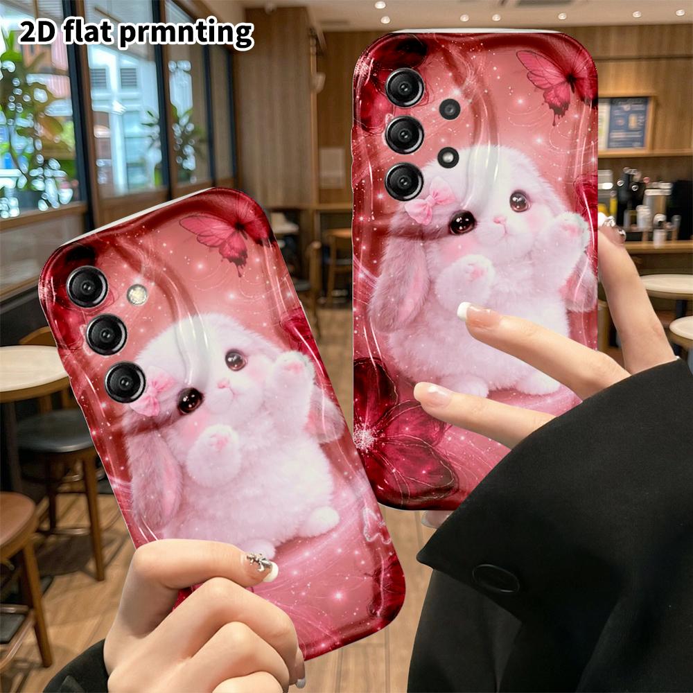 Чехол для телефона: Плоский 2D защитный чехол для Samsung Galaxy A34 A35 M05 M06 S20 S22 S21 FE Plus 5G, цветочный кролик с длинными ушами, идеальный Рождественский и Хэллоуинский ho