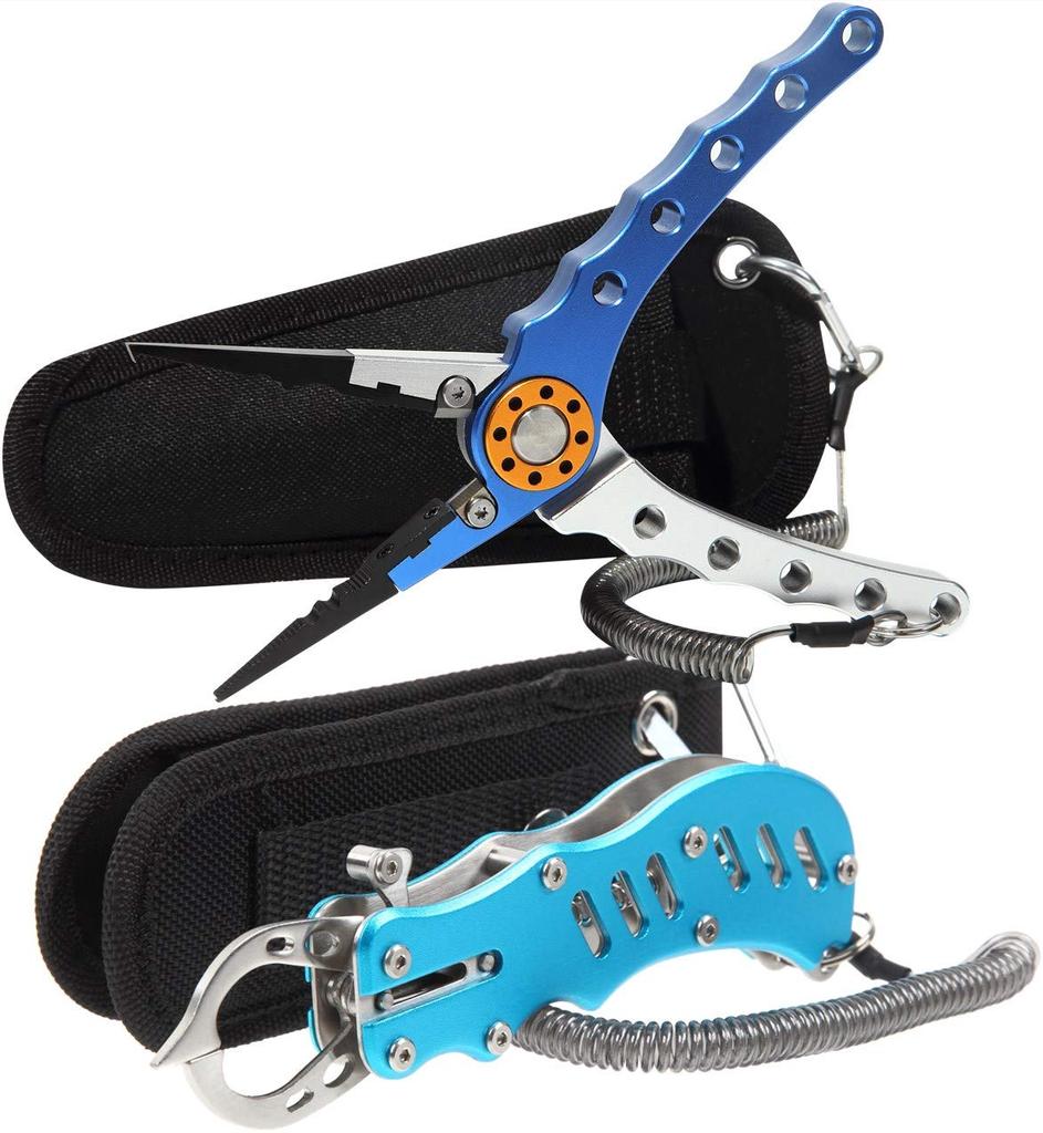 Contyu Fishing Set Fishing Pliers Hook Line Long Stainless Steel Fish Grip Safety Rope Holder (Aluminum Remover, Cutter, Nose, Rust-Resistant) &