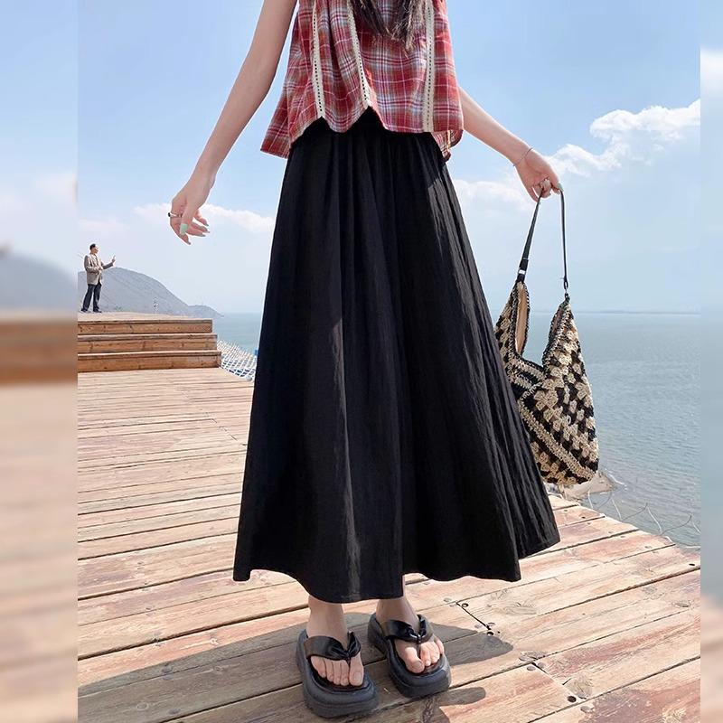 Юбка и брюки Bingsi Yamamoto для женщин на лето Новая длинная юбка с высокой талией, приталенная юбка А-силуэта, рабочее платье, широкие брюки