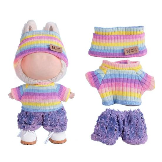 17cm Doll Clothes 3-Piece Hat Sweater Pants Sets Handmade Baby Doll