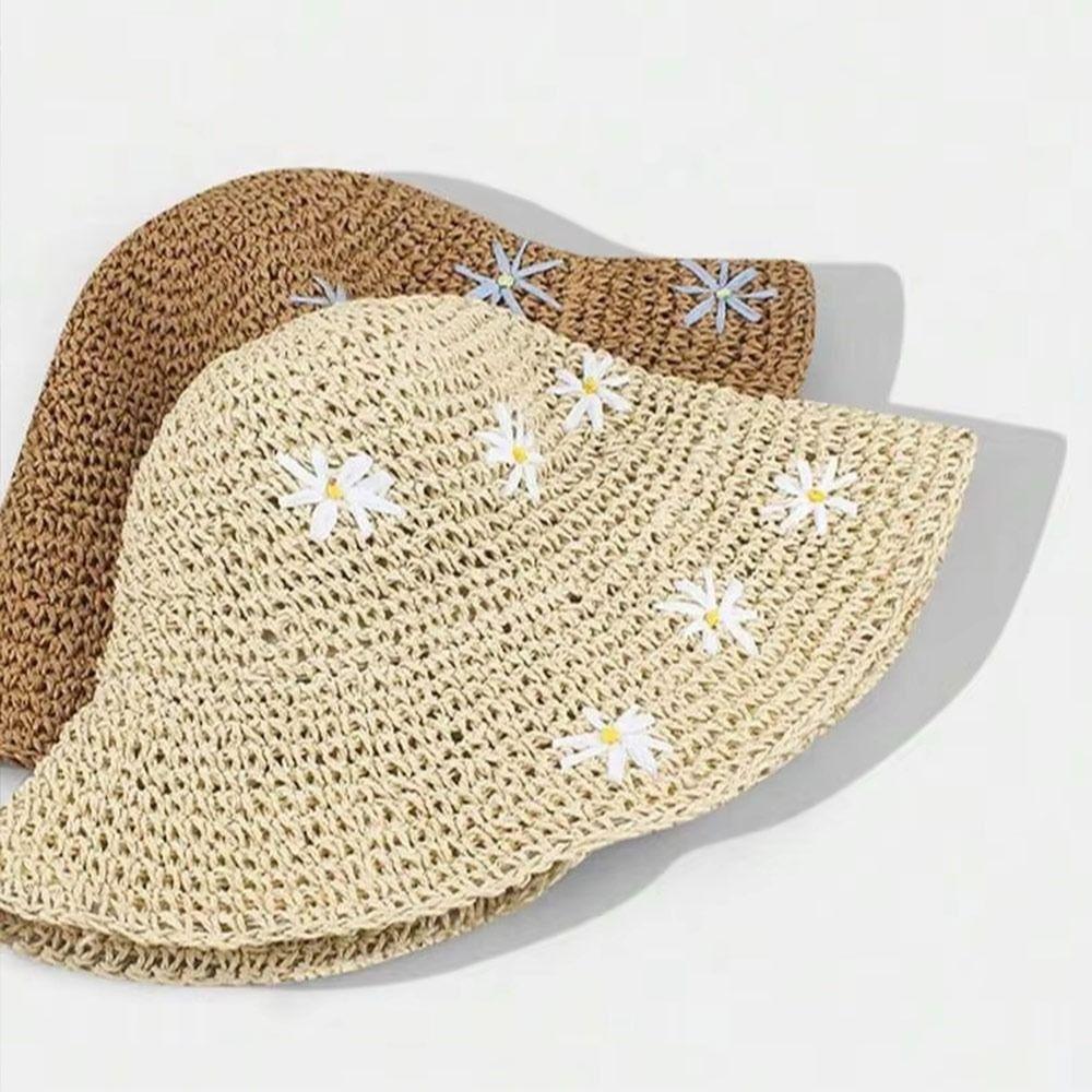 Summer Beach Sun Hat Straw Basin Hat Fashion Fisherman Cap for Women
