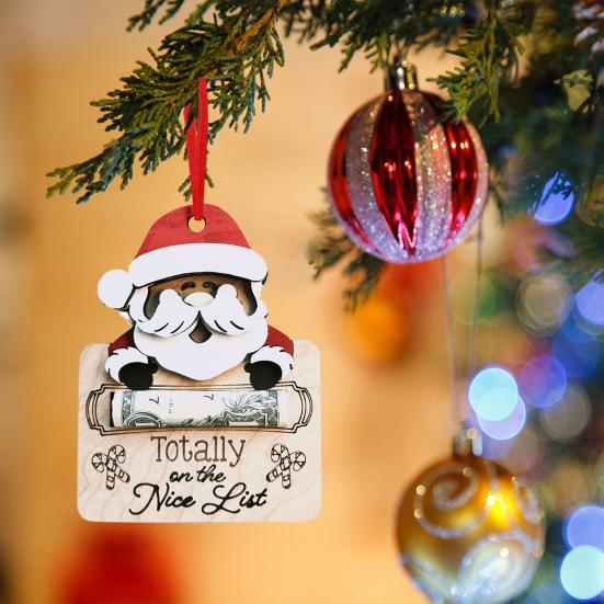 Деревянный рождественский зажим для денег, стиль Санта-Клауса, подвесной кошелек, создающий атмосферу, украшение кошелька на праздничную тематику