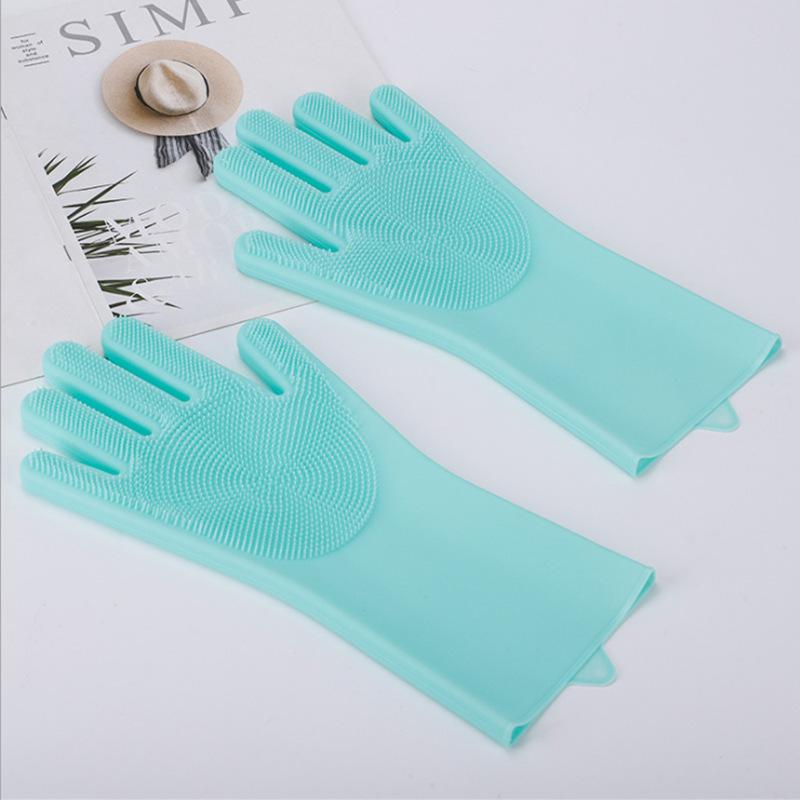 Pet Silicone Gloves Bath Massage Hair Removal Gloves Cat and Dog Bath Brush Anti-scratch Anti-bite Dishwashing Gloves