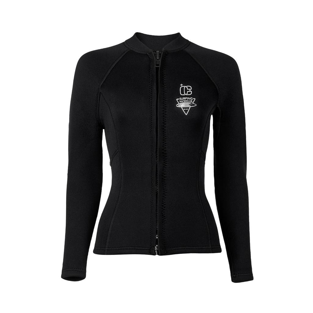 Women Neoprene Wetsuit Jacket Long Sleeve Zipper Design 3mm Thick Stretch Top Water Sports