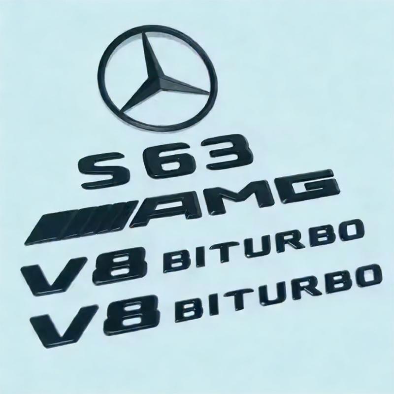 ABS Black S63 S65 Embelm Letters V8 BITURBO 4MATIC For Mercedes Benz W222 S63 S65 AMG Badge AMG Sticker Accessories AF1