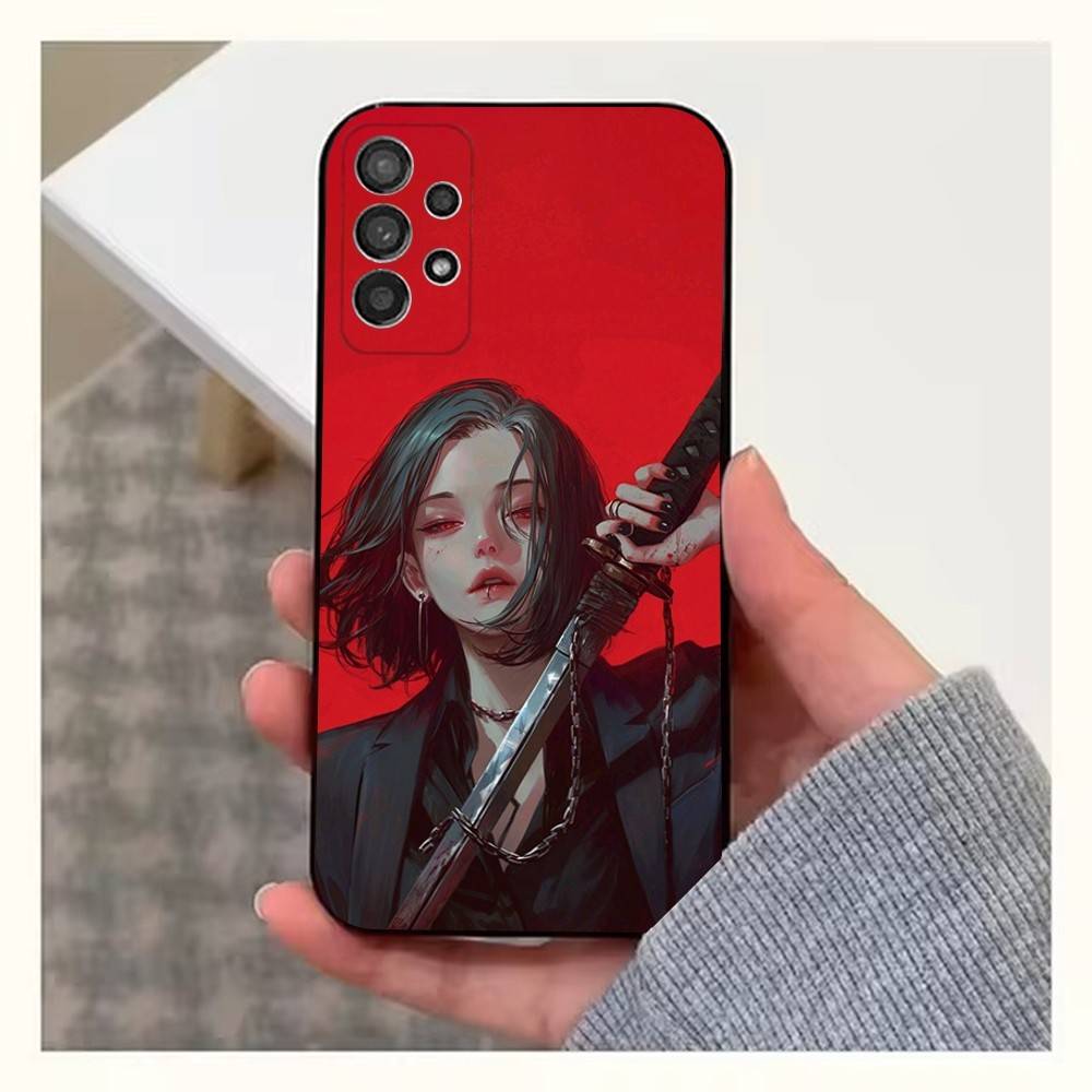 Картина Арт Женщина-Воин Телефон Для Samsung S25,S10,S20,S10,S21,S9,S24,S23,Ultra,FE,Plus,Lite,Мягкий Силиконовый Черный Чехол