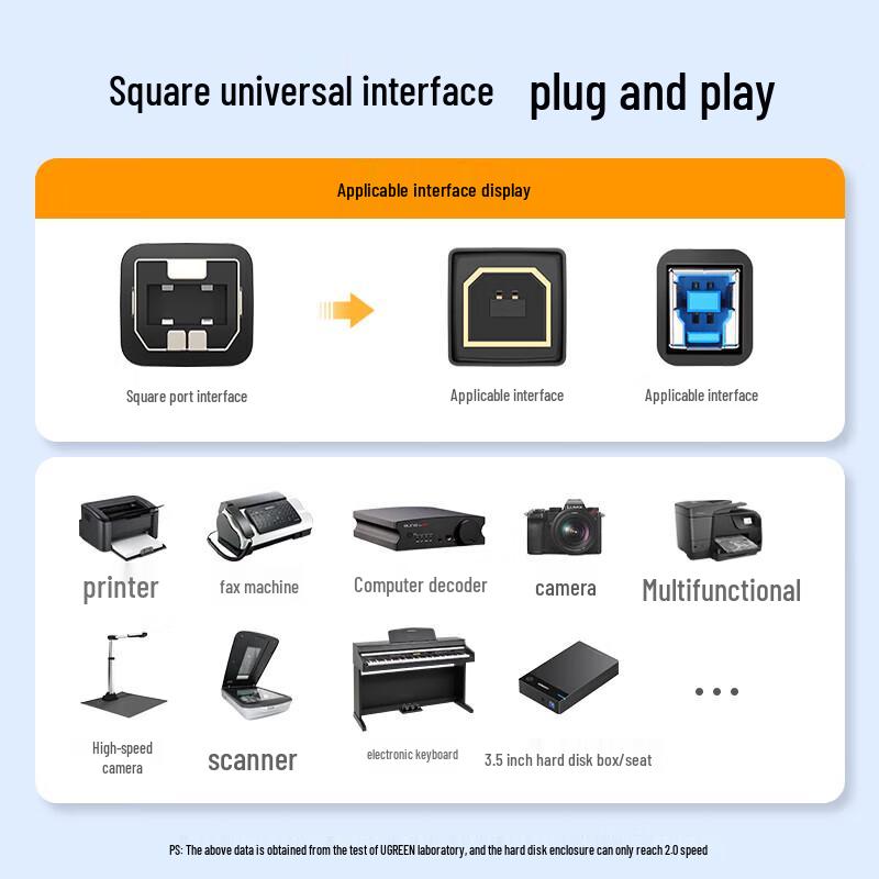Ugreen USB2.0 AM/BM Кабель для передачи данных принтера