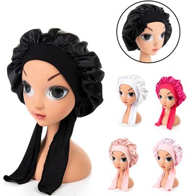 Детская шелковая атласная шапочка для сна, широкая регулируемая эластичная шапка для волос, головной убор