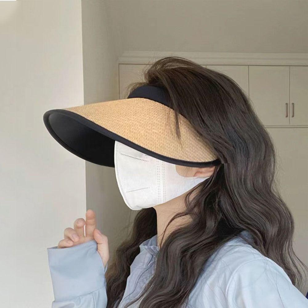 Visors Beach Hat Large Eaves Empty Top Hat Sweet Straw Hat