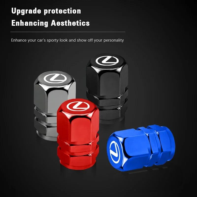 2026 Hot Interior Stickers 4Pcs Aluminum Alloy Car Tire Valve Covers Auto Accessories For Lexus ES RX NX LS UX LM LX GX LC RZ IS