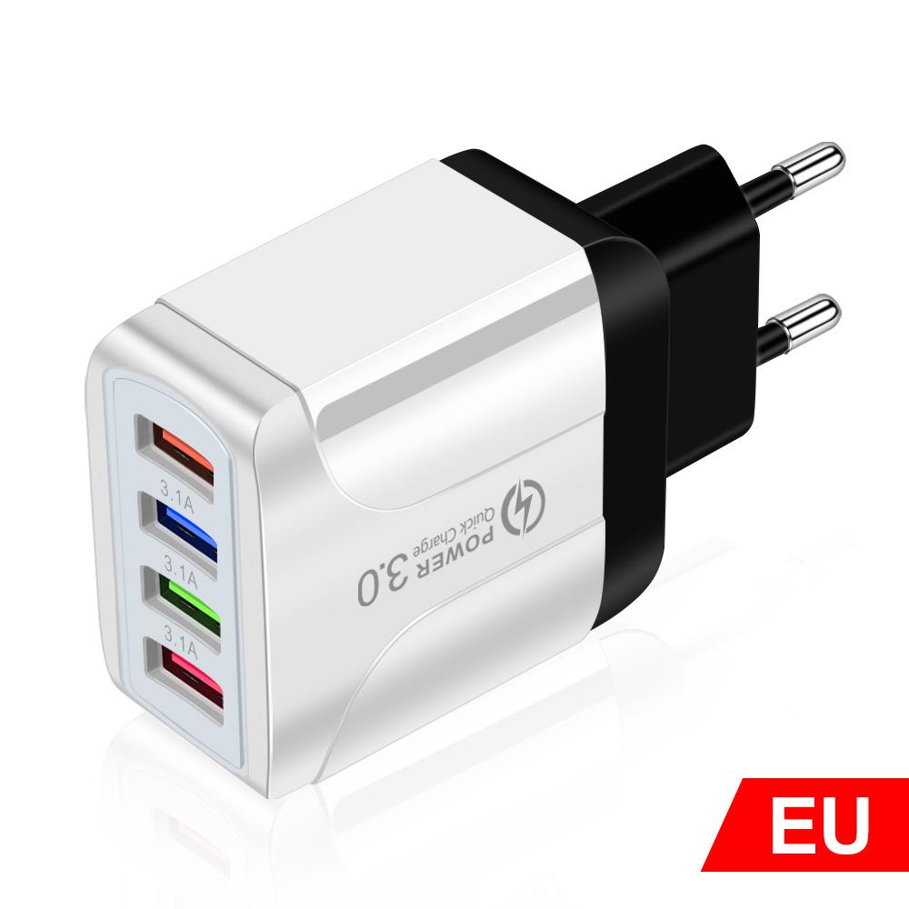 Цветное 4-портовое USB-зарядное устройство для путешествий 5 В / 2,4 А Быстрая зарядка - Австралийский стандарт