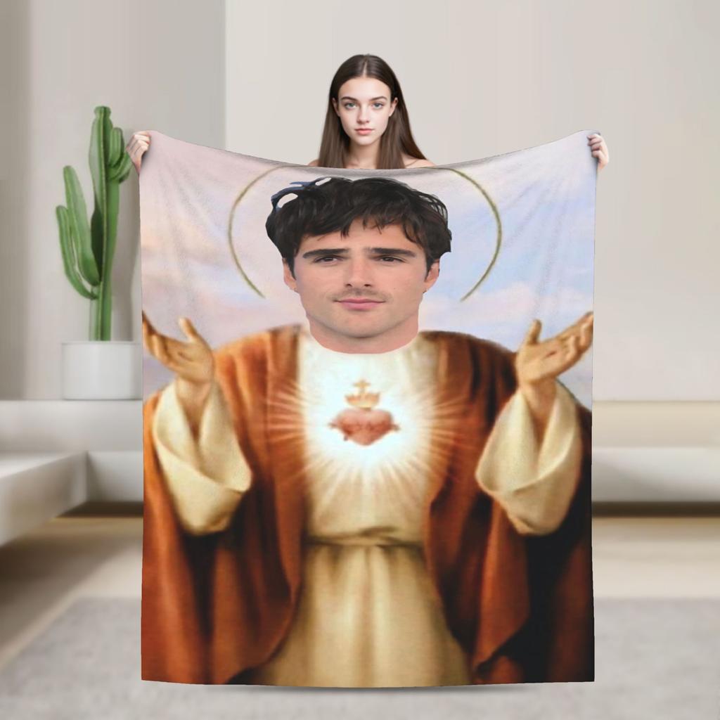 Jacob Elordi Actor Photo Collage Soft Warm Blankets Office Plush Throw Blanket Home Decor Flannel Bedspread Sofa Bed Cover