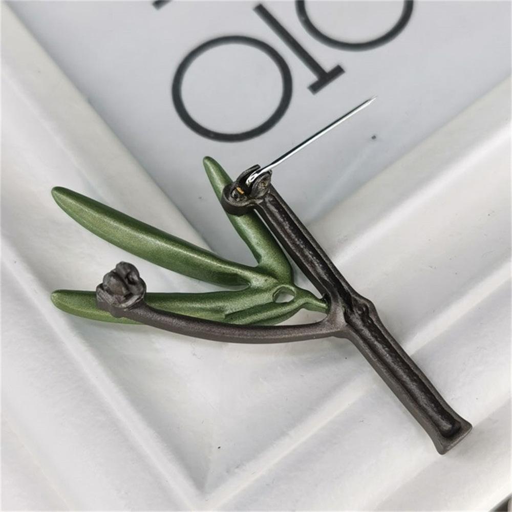 Japanese And Korean Jewelry Bamboo Emerald Green Shawl Buckle Antique Women'S Pin Silk Scarf Buckle, Brooch