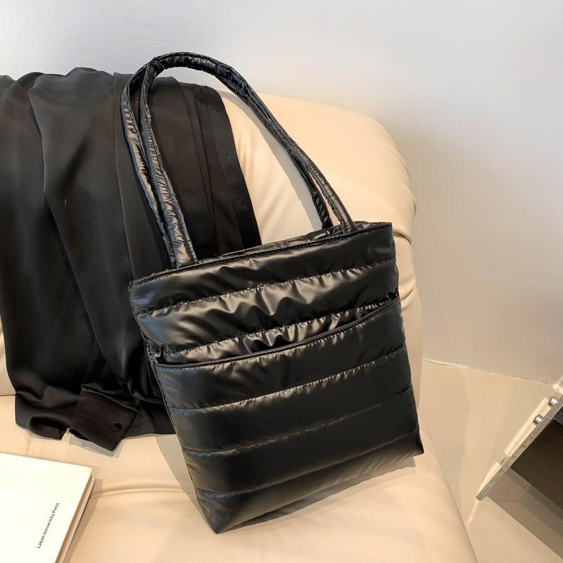 2024 Winter Space Cotton Bag Large Capacity Shoulder Oblique Span Bag Cotton Lint Bag Korean Version Trend European and American Style