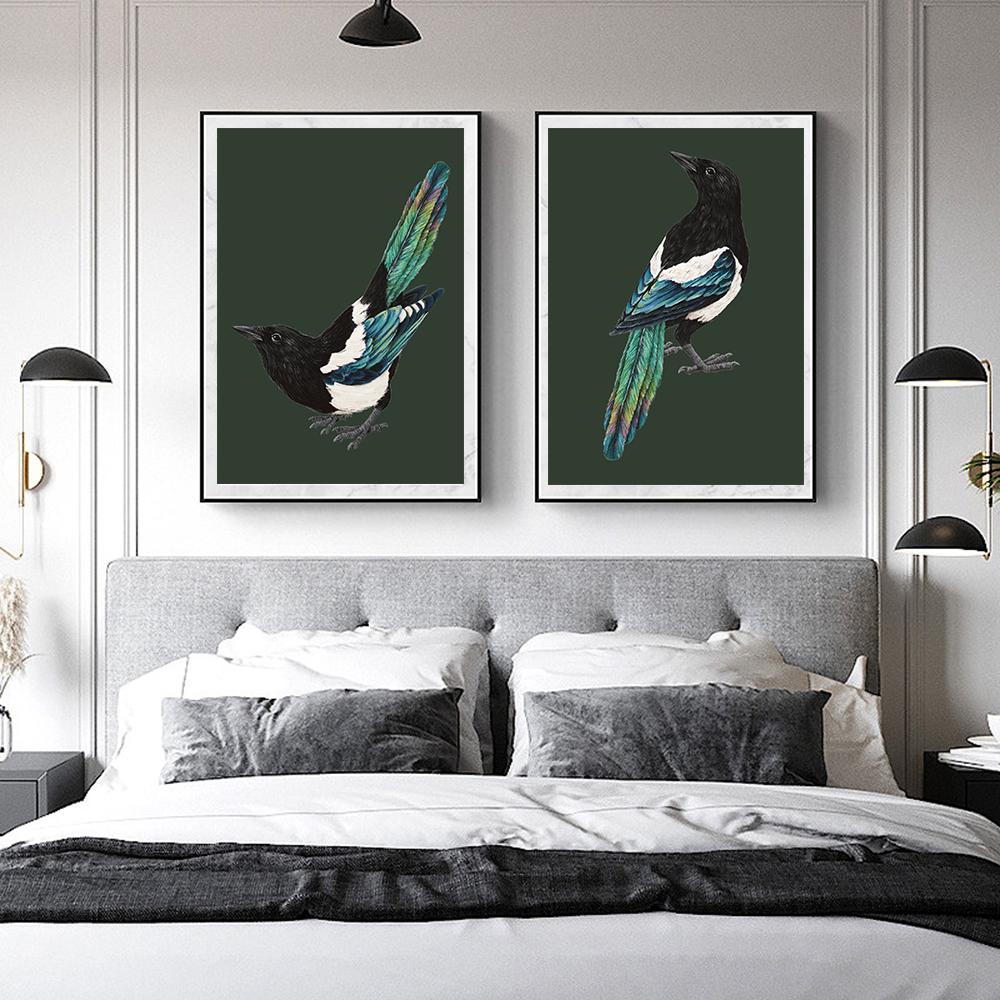 Картина «Американская сорока», винтажное существо, настенное искусство, холст с принтом, постер, красочная картина с птицей для гостиной, домашний декор, Cuadros