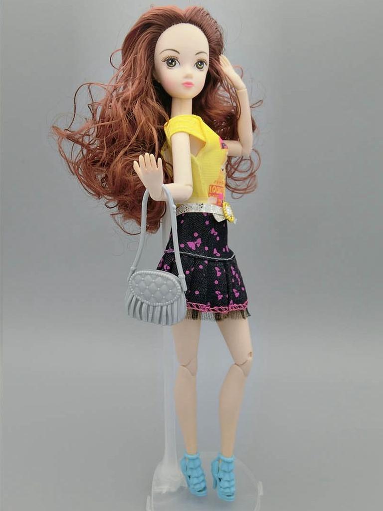 5pcs/set Miniature Plastic Fashion Shoulder Bag Casual Bags For Barbie Dolls Mixed Colors Doll Handbags Girl Birthday Gifts