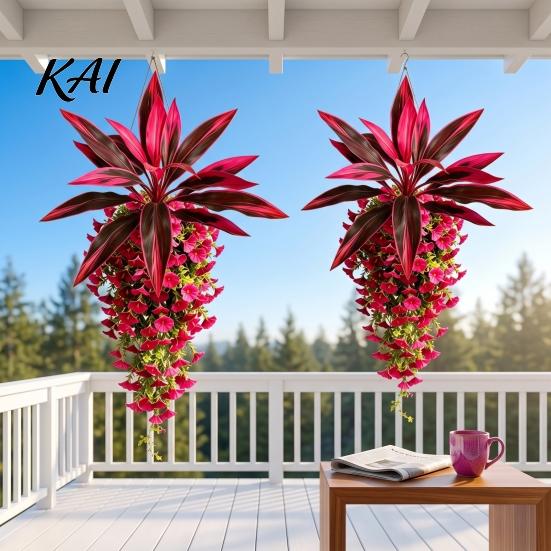 Faux Botanical Decor for Balcony Artificial Flowers, Plants Hanging Outdoors, UV Resistant DIY Flower Arrangements Events Indoor Outdoor Greenery