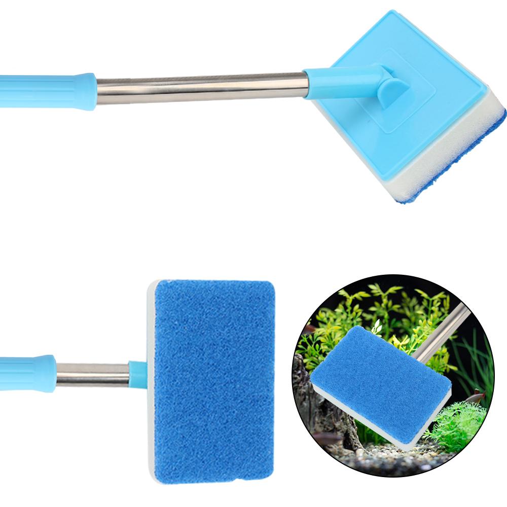 Fish Tank Cleaning Brush 180° Adjustable Super Long Handle Double-Sided Sponge Cleaning Brush Cleaner Scrubber