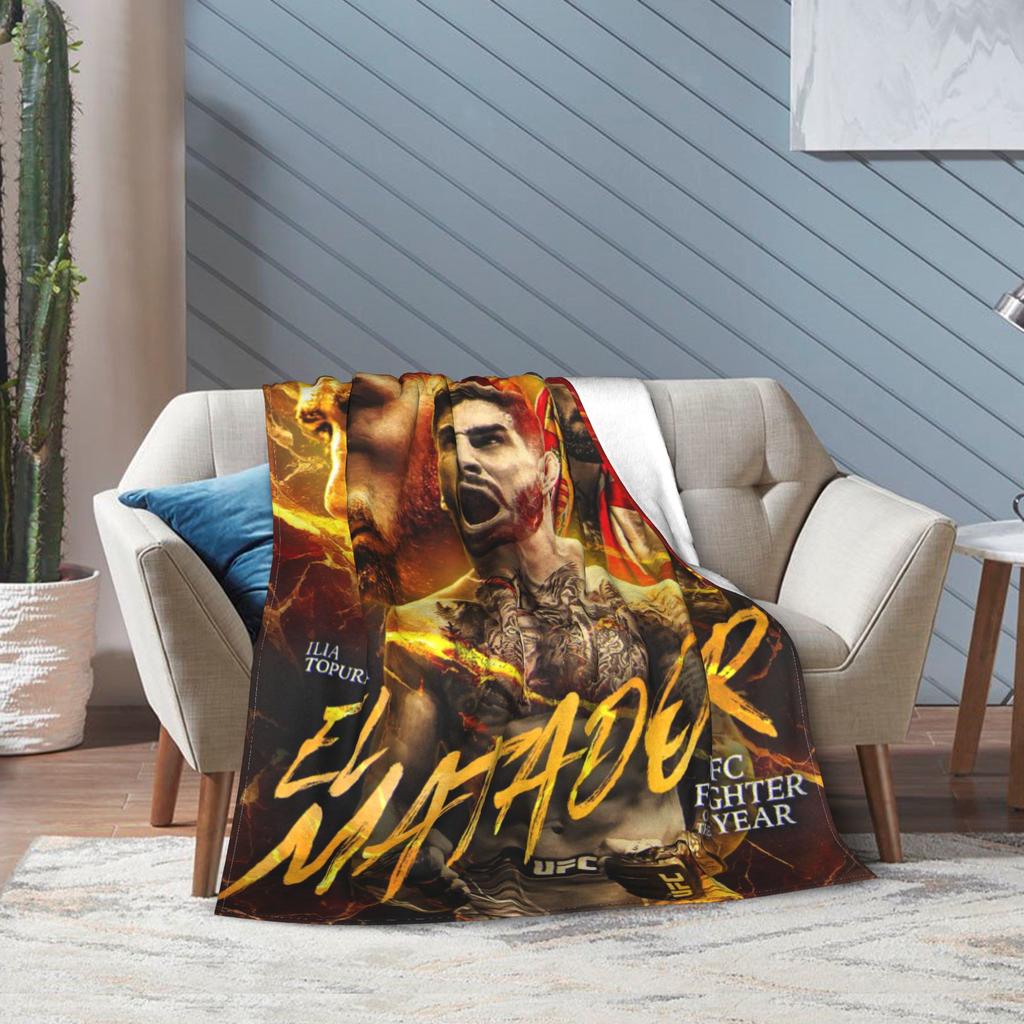 Ilia Topuria Wrestling Wrestler Blanket Multiple Sizes Warm Cozy Fluffy  Throw Blankets for Couch Sofa and Bed