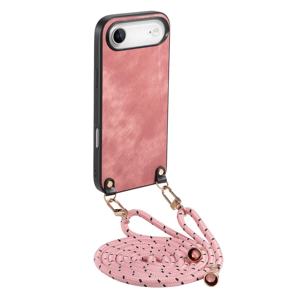 For iPhone Air Retro Leather Phone Back Cover with Adjustable Strap