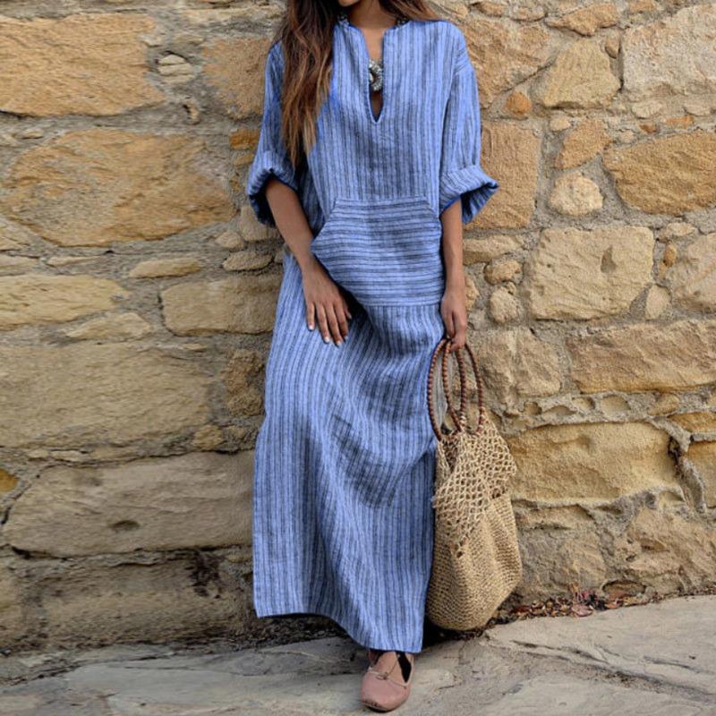 BITCED Fashion Summer Spring Long Sleeve V-Neck Casual Dresses