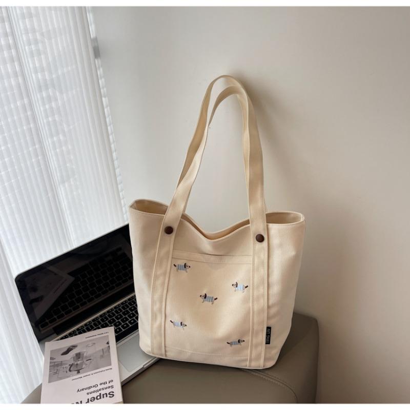 Canvas Bag Female College Student New Summer Versatile Large-capacity Bag Shoulder Bag Commuter Tote Bag