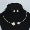 Gold-Plated Silver Women's Necklace & Bracelet Set with Pearls and Rhinestones