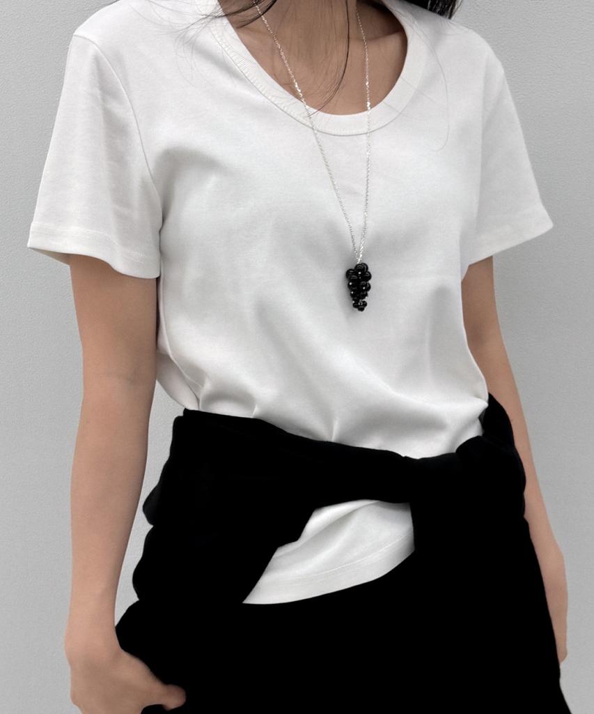 Knosis [925 Silver] Onyx Pebble Necklace