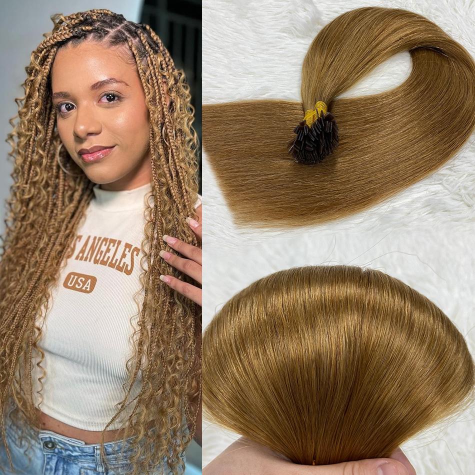 100 Percent Human Hair Flat Tip Extensions Straight Keratin Capsule Hairpieces
