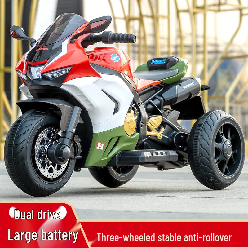 Электрический трехколесный велосипед для детей с пультом управления, двойным приводом, аккумуляторной батареей, подходит для мальчиков и девочек.