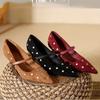 Fashion Rivet Designer High Heels Women Pointed Toe Elegant Office Women Shoes Spring Autumn Fashion Suede Low Heel Mules Pumps Women