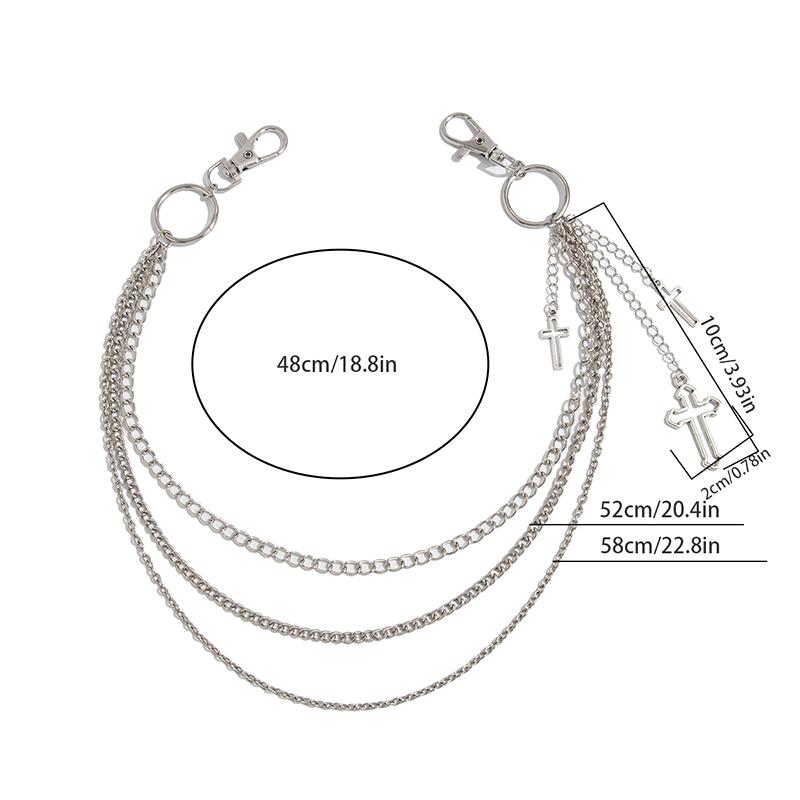 Retro Punk Rock Cross Pants Waist Chain Men Women Jeans Chain Cross Pendant Keychain Jeans Unisex Hip-Hop Jewelry Gift