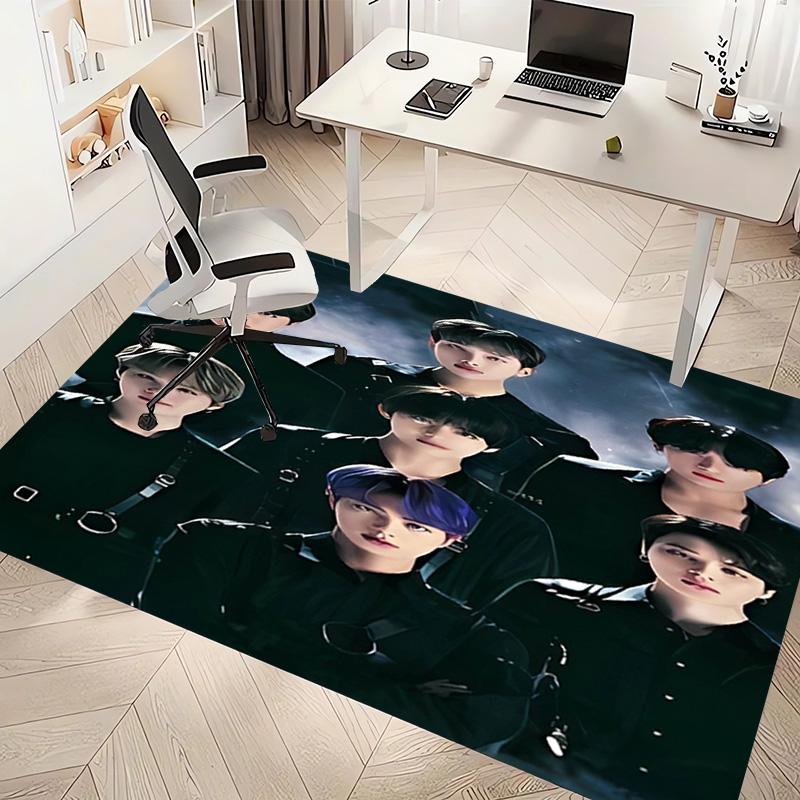 1pc Kpop BTS Print Area Rug - Soft, Washable Non-Slip Indoor Mat, Living Room, Home Office Decorative Rug,Office Decorative