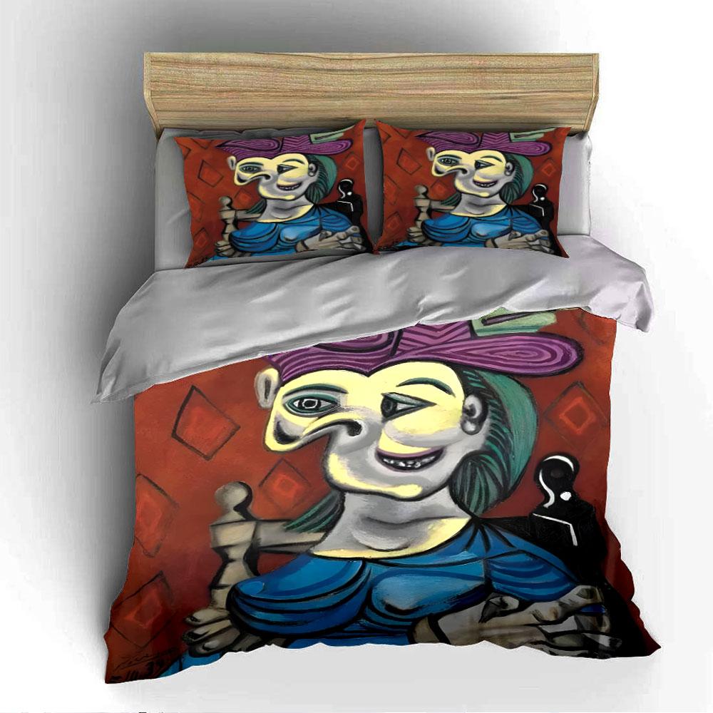Colorful Abstract Portrait Art Bedding Duvet Cover Set (1*Duvet Cover 2*Pillowcases, without duvet insert)